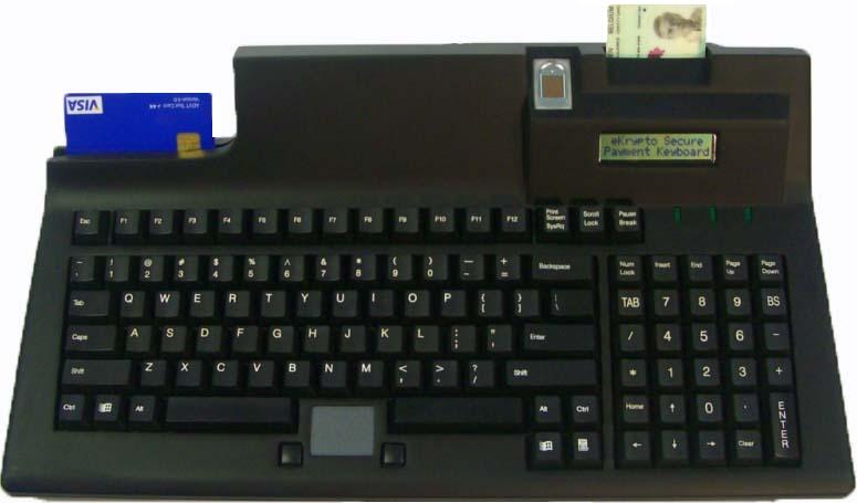 eKrypto Secure Transaction Keyboard (STKB) MSR SCR PCI EMV LCD NFC FSR Fingerprint Glidepoint pointer
